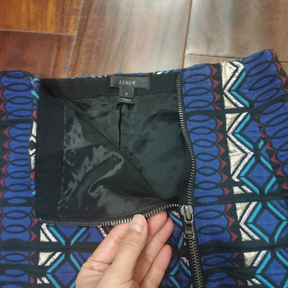 J. Crew Zip Windowpane Blue Jacquared Mini Skirt - Picture 7 of 8